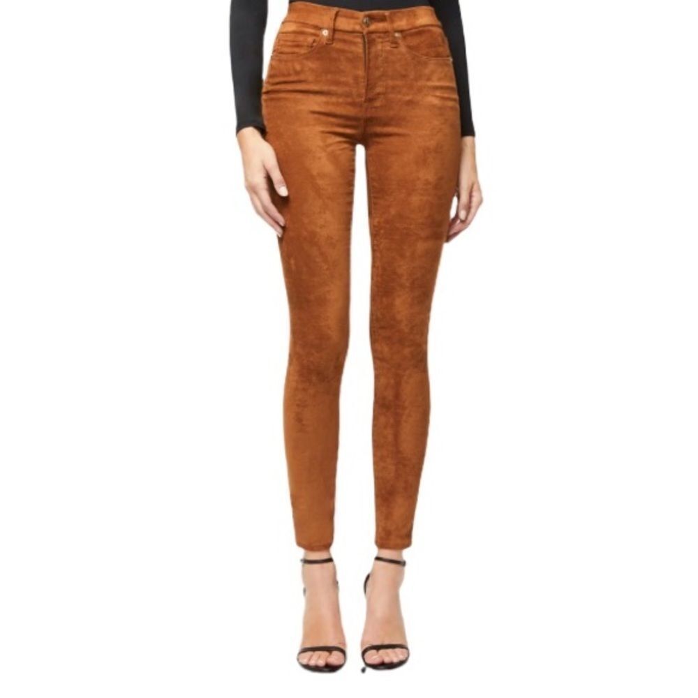 🆕 GOOD AMERICAN  Good waist suede like stretch jeans in tobacco.  NWT
